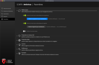 G DATA Antivirus Mac Paramètres G DATA Antivirus Mac Paramètres