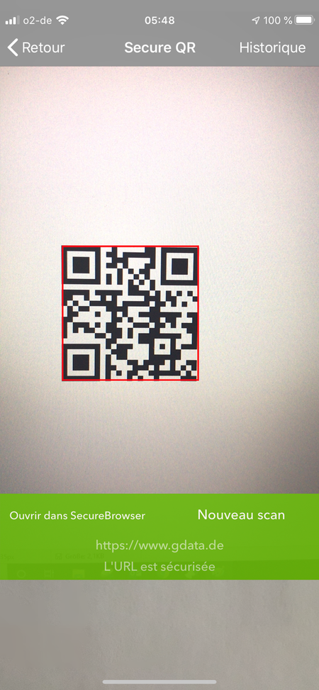 G DATA Mobile Security iOS: QR code scanner G DATA Mobile Security iOS: QR code scanner