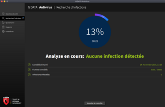 G DATA Antivirus Mac Recherche d'infections G DATA Antivirus Mac Recherche d'infections