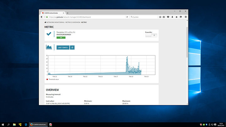 Capture d’écran de G DATA ActionCenter : évaluez des mesures.
